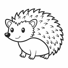 Simple a Hedgehog line art vector white background