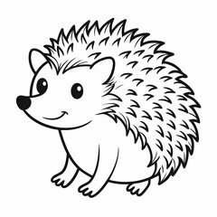 Simple a Hedgehog line art vector white background
