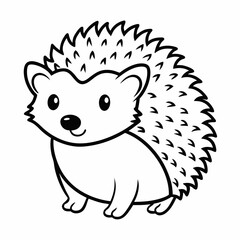 Simple a Hedgehog line art vector white background