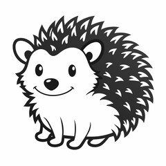 Simple a Hedgehog line art vector white background