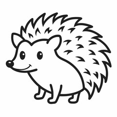 Simple a Hedgehog line art vector white background