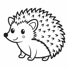 Simple a Hedgehog line art vector white background