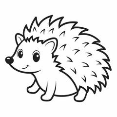 Simple a Hedgehog line art vector white background