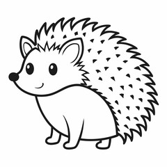 Simple a Hedgehog line art vector white background