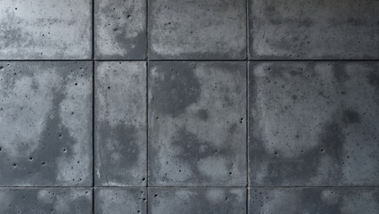 Gray concrete wall with textured tiles and visible imperfections suitable for background use with Copy Space.