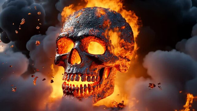 Sinister Skeleton Illustration for Halloween with Creepy Skull and Eerie Shadows