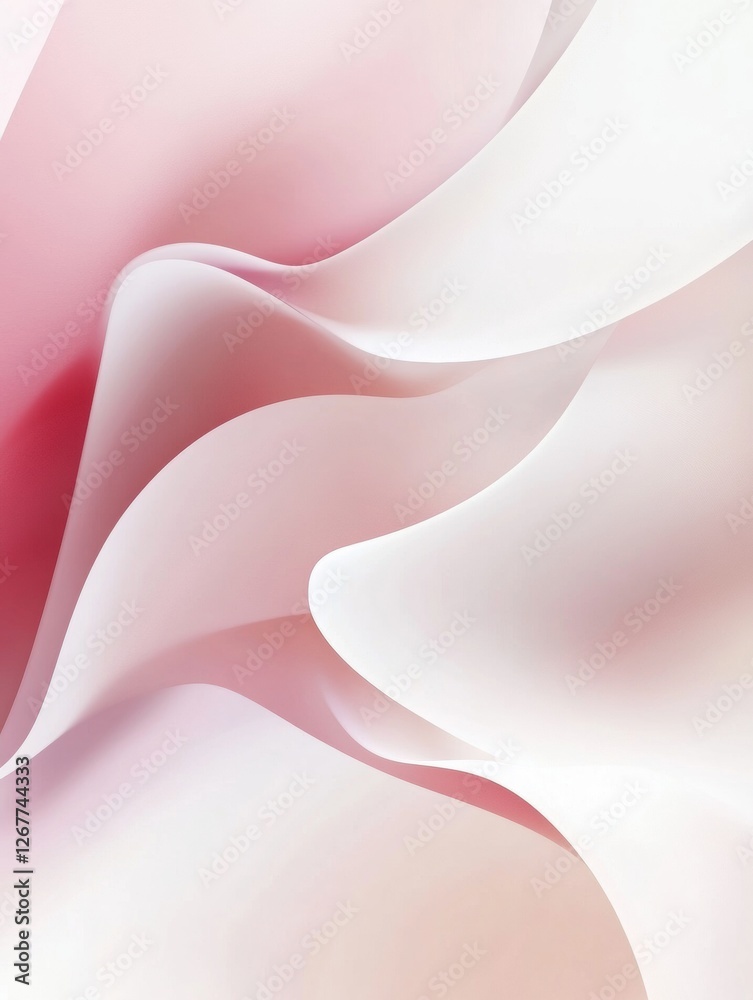 Aufkleber soft flowing curves of pink and white create a gentle abstract composition in serene tones. generati