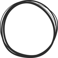 Irregular black circle is drawn with multiple lines creating a frame for text or images, providing a simple yet effective way to draw attention to key elements on a clean white backdrop
