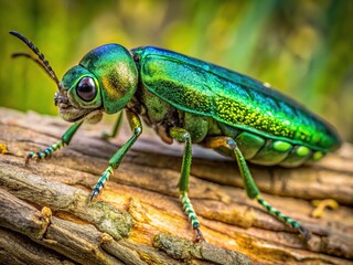 Emerald ash borer: Close-up view, invasive insect, damaging forest.