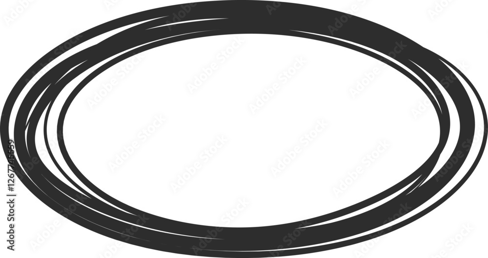 Poster hand drawn oval shape featuring multiple overlapping black marker lines, creating a decorative frame