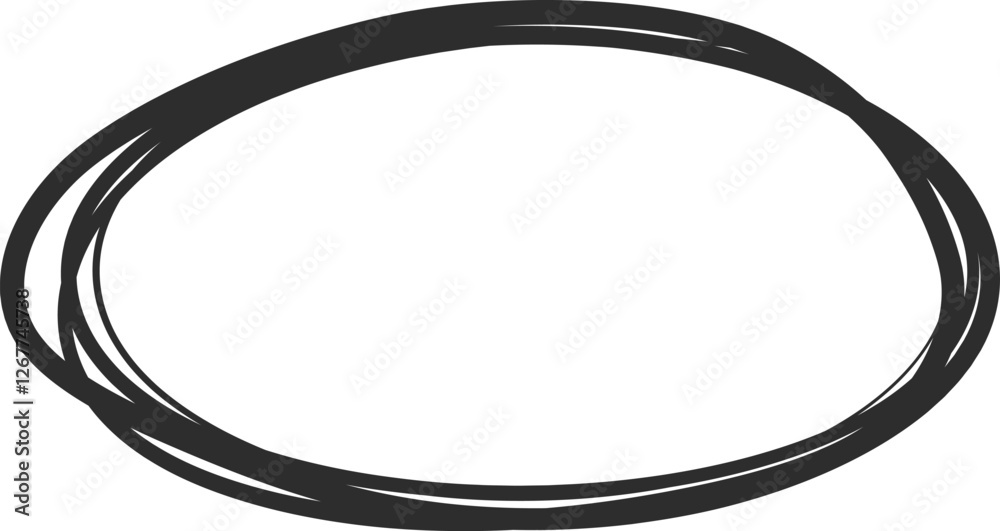 Poster irregular oval shape created with multiple overlapping black strokes, providing a simple yet effecti