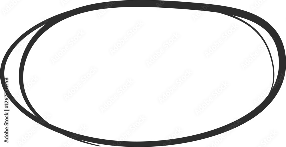 Poster irregular black oval shape is drawn with double lines, creating a frame for text or image against a 
