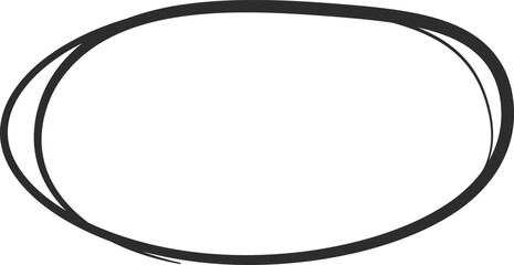 Irregular black oval shape is drawn with double lines, creating a frame for text or image against a clean white backdrop, perfect for emphasizing key points