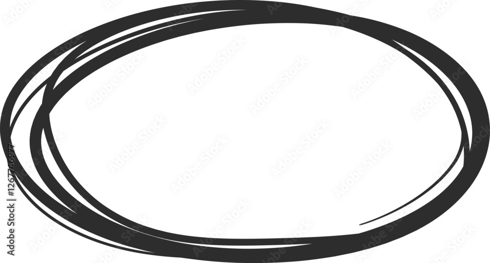 Poster scribbling oval shape hand drawn with multiple overlapping lines creating a frame for text, logos, o