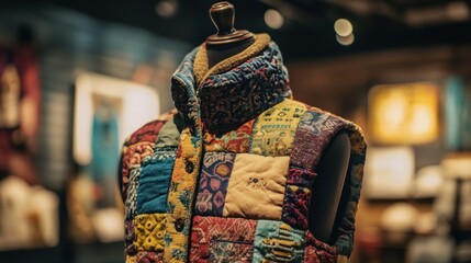 Fototapeta premium Unique Patchwork Vest: A Tapestry of Colors and Textures