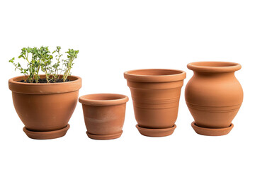 clay pots on the grass