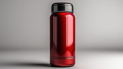 Fototapeta premium Modern thermos mockup in bright red color isolated on white background