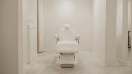 Sterile medical exam chair in minimalist clinic