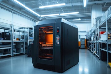 Modern 3d printer operating in a high tech manufacturing facility