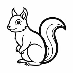 Simple a Squirrel line art vector white background