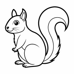 Simple a Squirrel line art vector white background