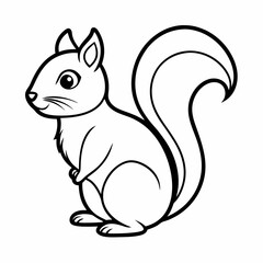 Simple a Squirrel line art vector white background