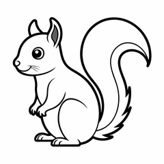 Simple a Squirrel line art vector white background