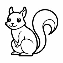 Simple a Squirrel line art vector white background