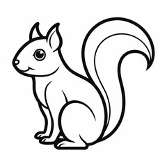 Simple a Squirrel line art vector white background
