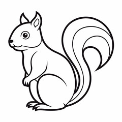 Simple a Squirrel line art vector white background