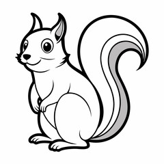 Simple a Squirrel line art vector white background