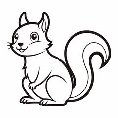 Simple a Squirrel line art vector white background