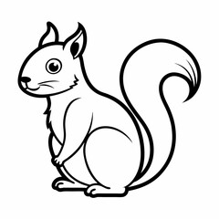 Simple a Squirrel line art vector white background
