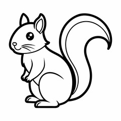 Simple a Squirrel line art vector white background