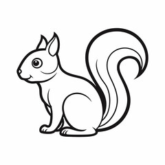 Simple a Squirrel line art vector white background