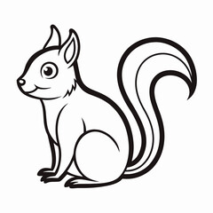 Simple a Squirrel line art vector white background