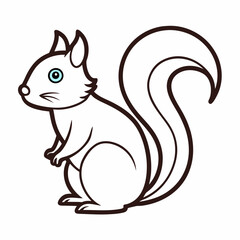Simple a Squirrel line art vector white background