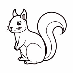 Simple a Squirrel line art vector white background