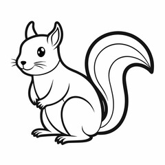 Simple a Squirrel line art vector white background