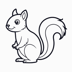 Simple a Squirrel line art vector white background