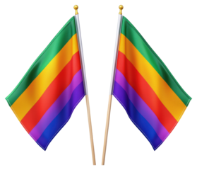Two Rainbow Pride Flags Symbolizing Lgbtq Rights Isolated on Transparent Backdrop