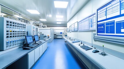 Modern Laboratory Interior: Clean, High-Tech Research Facility