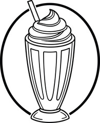 Retro Diner Creamy Milkshake Dessert Drink Whipped Cream Straw