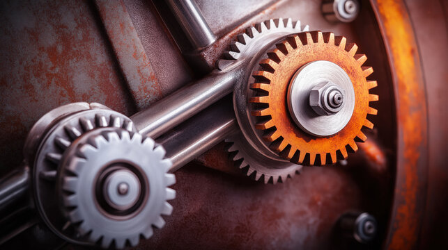 A collection of aged brass gears interlocking and turning, demonstrating the essential nature of teamwork and collaboration in a business context