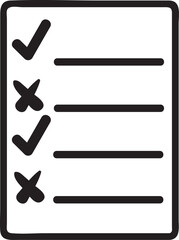 Simple checklist icon featuring both completed and uncompleted tasks, effectively representing to do lists, progress tracking, and efficient task management in various settings