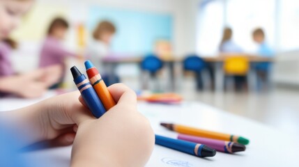 Creative Classroom: Focus on Children's Hands in Vibrant Preschool Art Activities