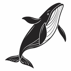 Whale vector silhouette black design white background