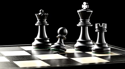 Black Chess Pieces on Board