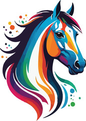 Colorful Horse Head vector design, Horse logo and icon Design, Horse illustration vector design