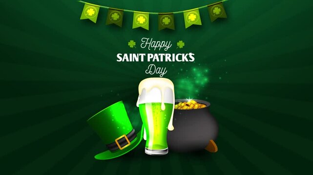 happy saint patrick's day march 17th animation 4k